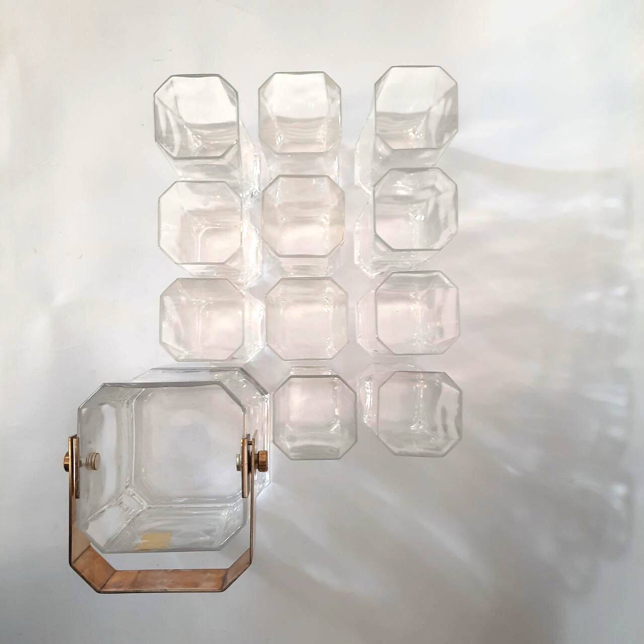 Servizio 11 Bicchieri con portaghiaccio, Tumbler Designer Cini Boeri Per Arnolfo Di Cambio.