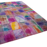 Handwoven Anatolian Contemporary 200 cm x 300 cm Multicolor Patchwork Carpet
