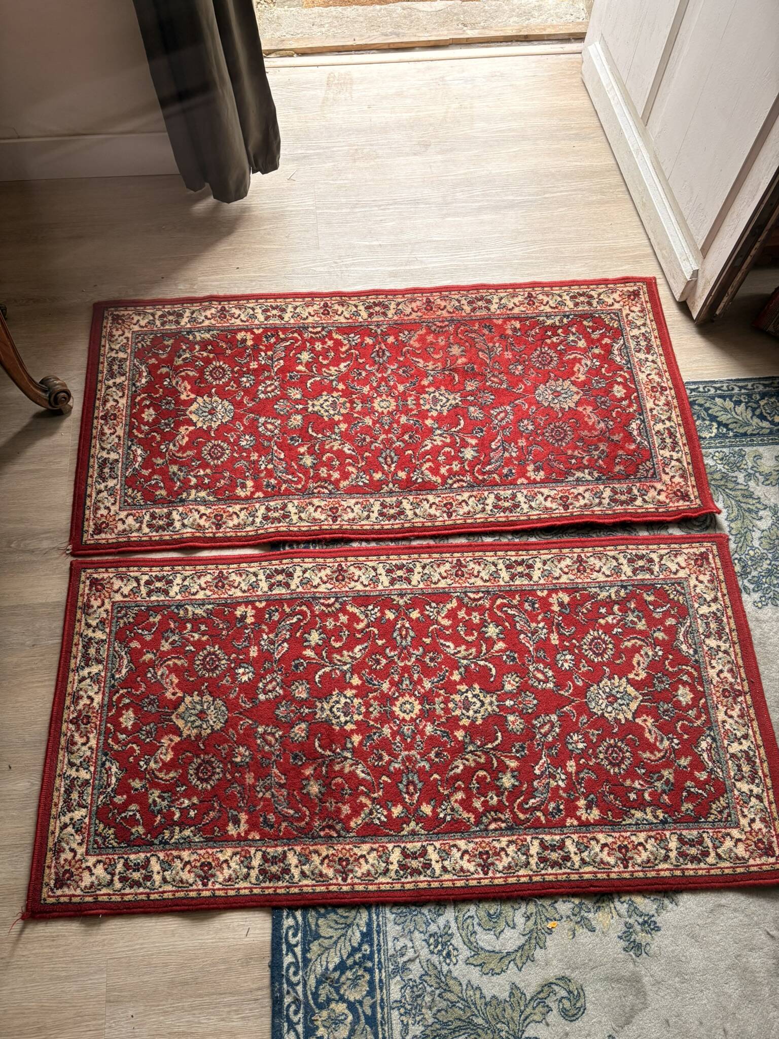 Ancient Pair of Red Kashan Oriental Ispahan Persian Rugs
