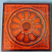 Vintage 5 Villeroy and Boch small tiles, 1960s-70s, orange flowers