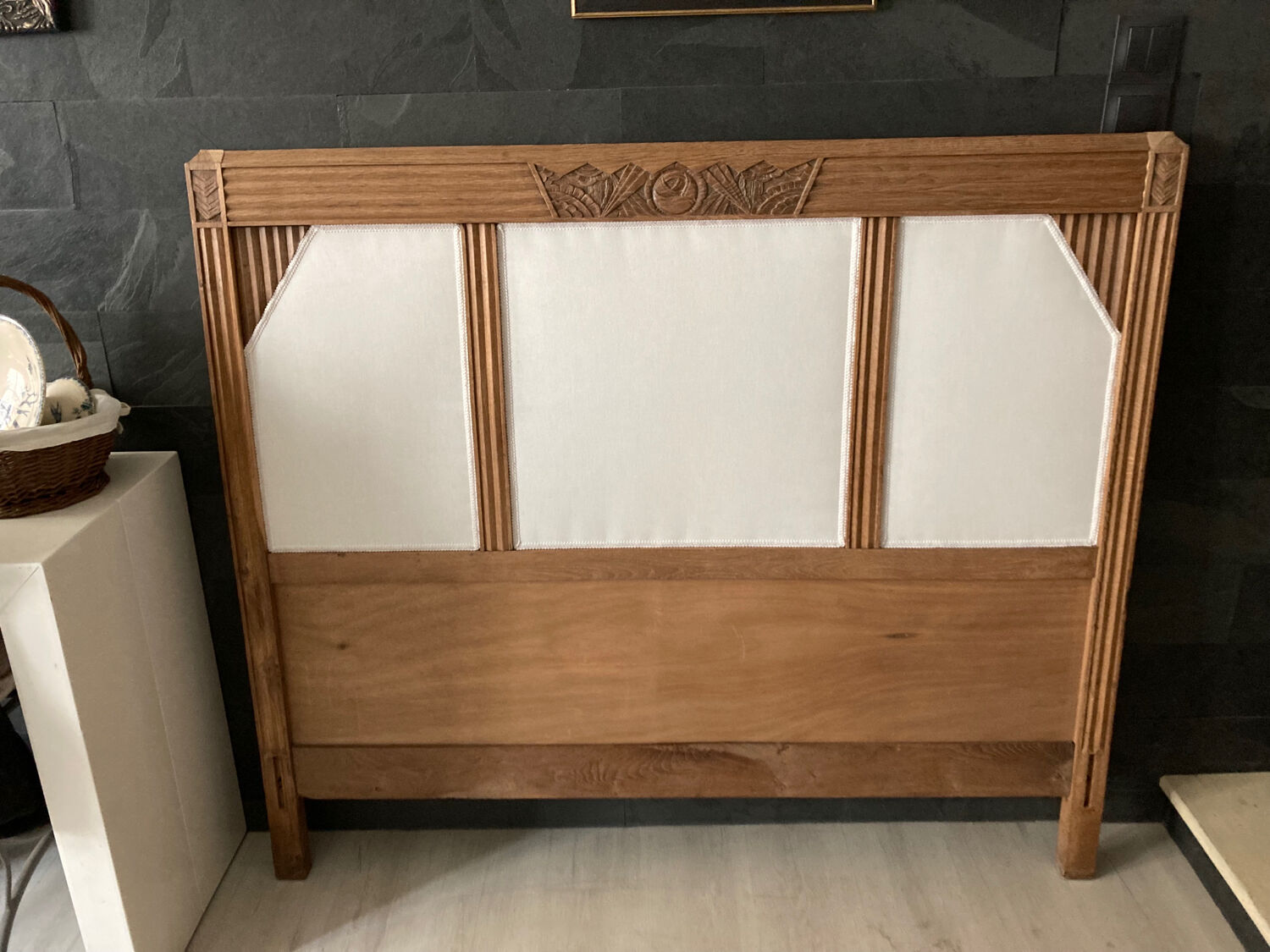 Upholstered Art Deco headboard