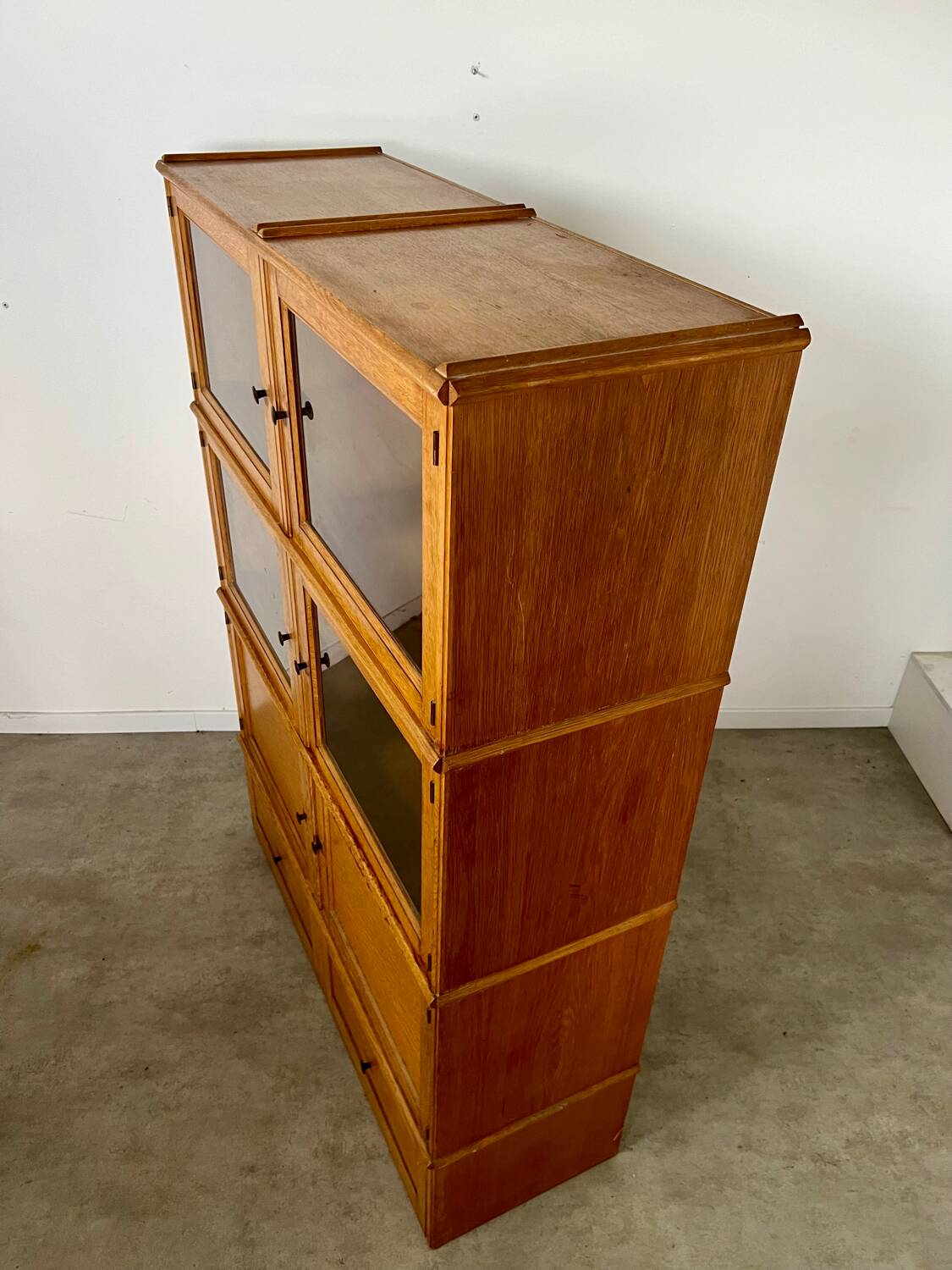 Old MD storage furniture bookcase design Martin Dupuis light oak 1950s vintage