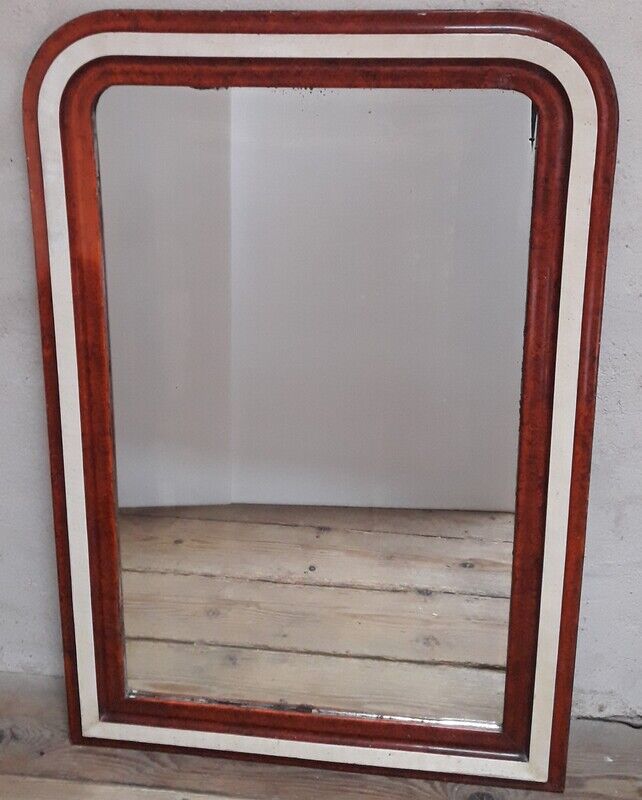 Miroir Louis Philippe H112xL76 laque bordeaux blanc crème