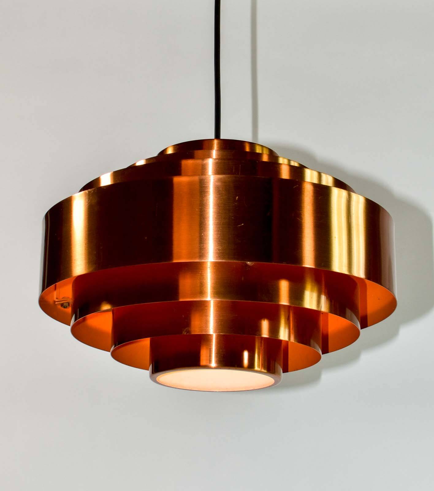 Pair of Midcentury Copper Pendants by Jo Hammerborg for Fog & Mørup, 1960s