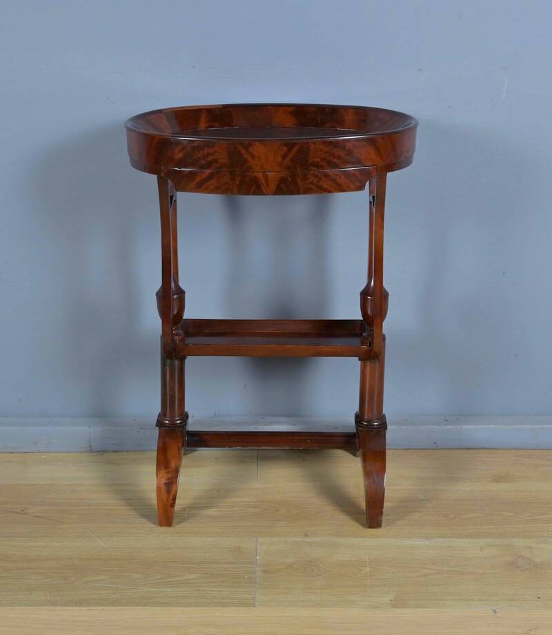 Mahogany burl catch-all table, Empire period – early 19th century
