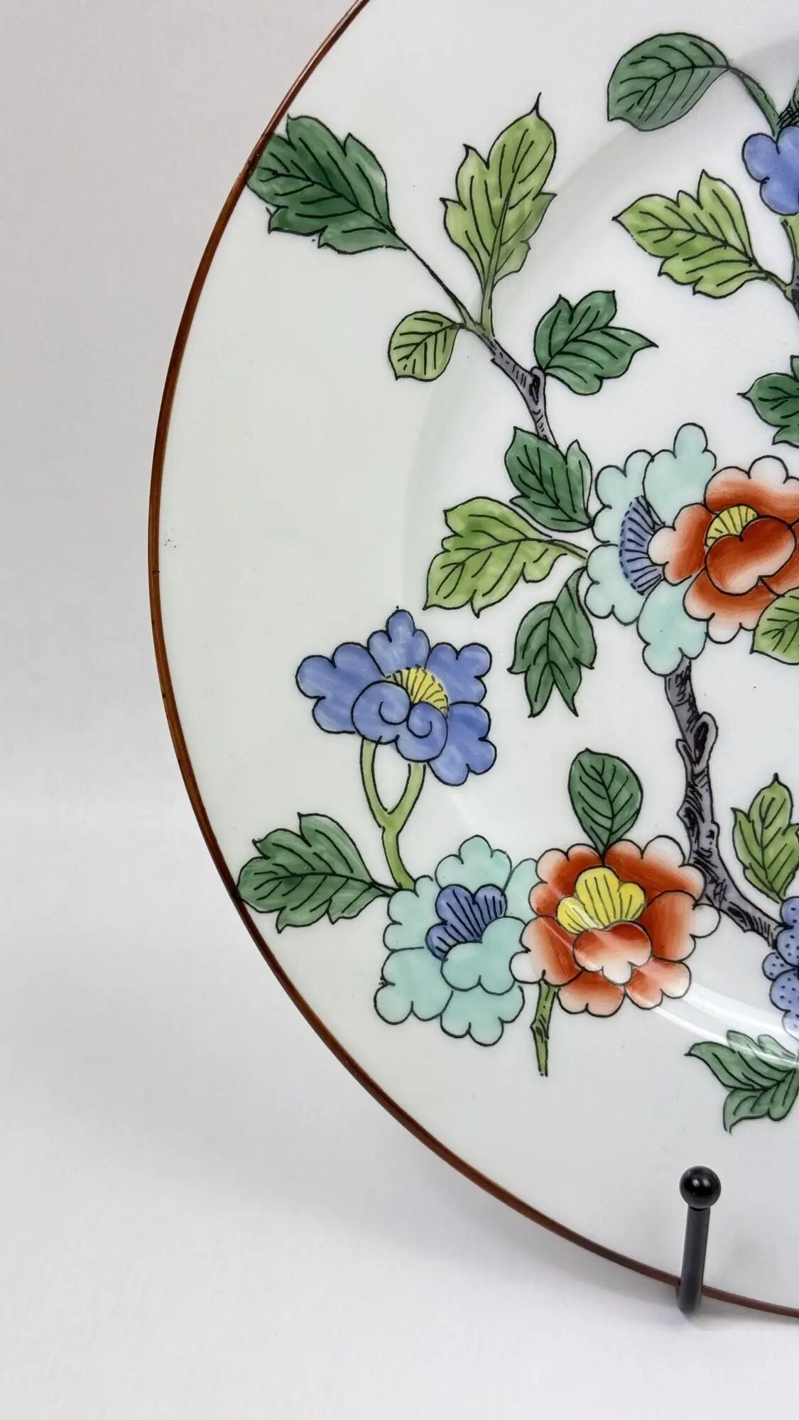 6 porcelain plates from Paris for Tiffany & Co, bird and peonies.