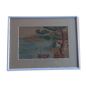 Tableau ancien , aquarelle le