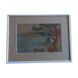 Old painting, watercolor "the Sharp", emblematic of Provence