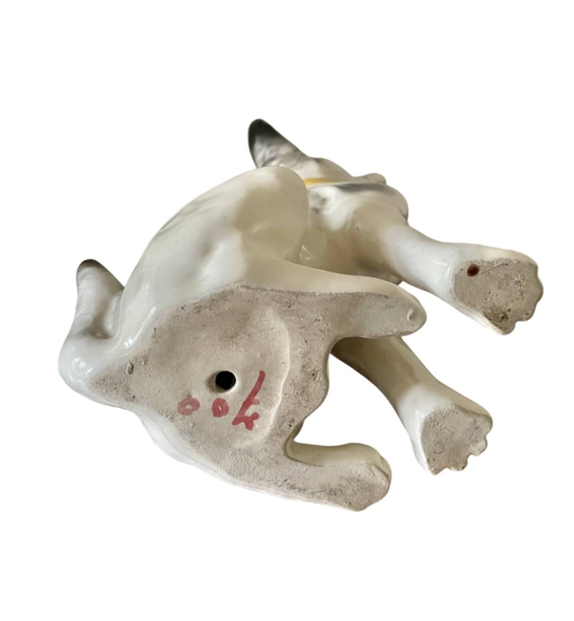 DESVRES earthenware dog with sulphide eyes, 1950
