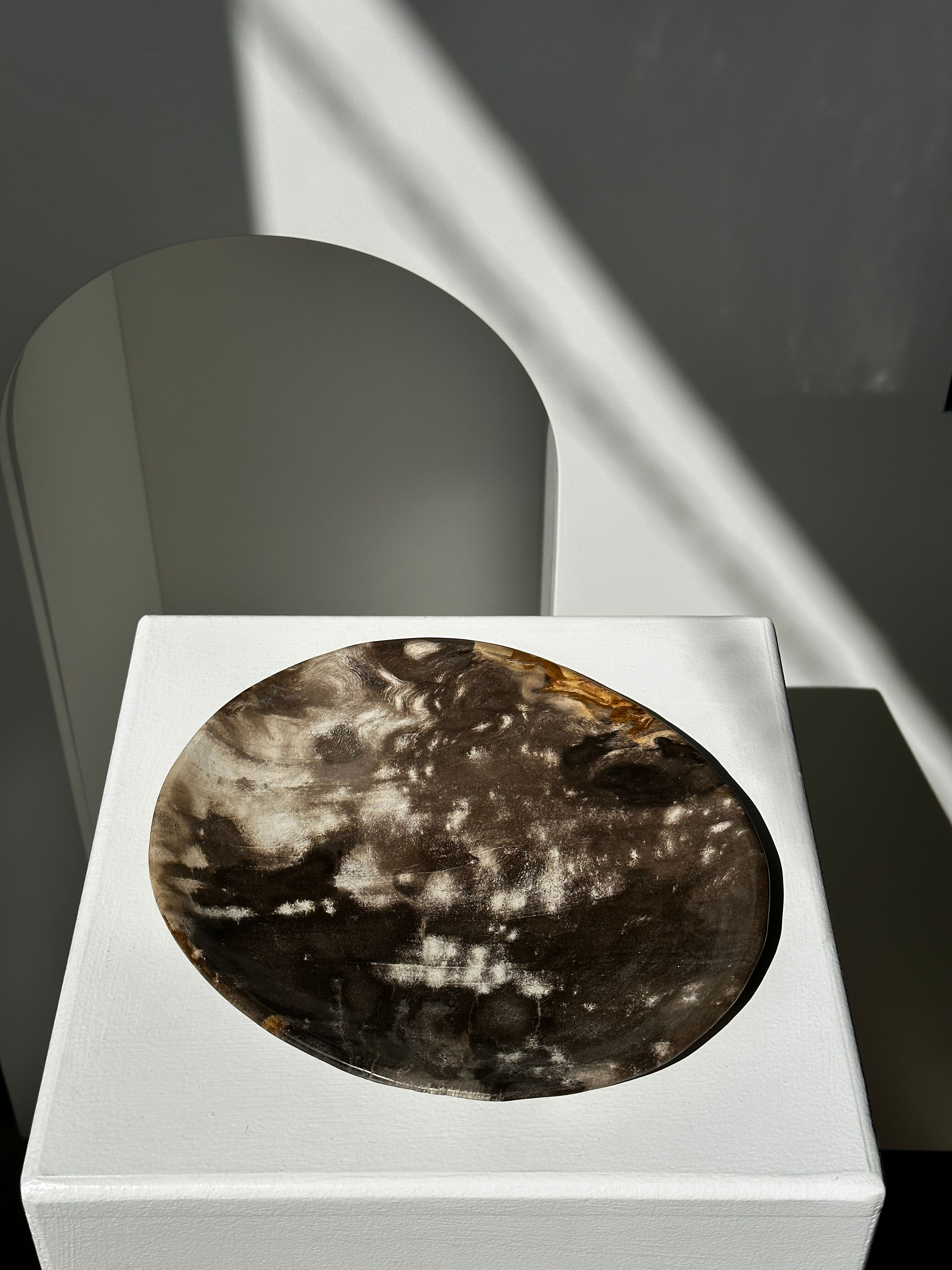 Dish in petrified wood