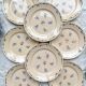 8 assiettes plates porcelaine vintage K&G Luneville "Flore" 1950s petites fleurs bleues
