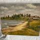 Gouache on panel “village by the water”