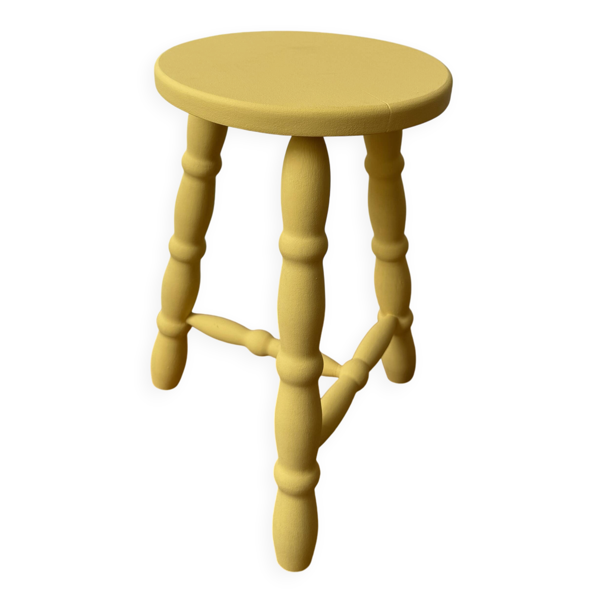 Tabouret haut en bois jaune
