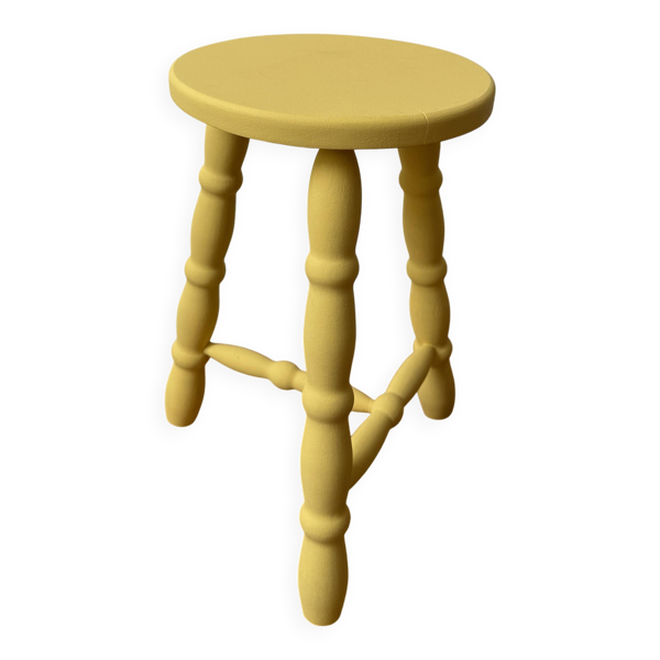 Tabouret haut en bois jaune