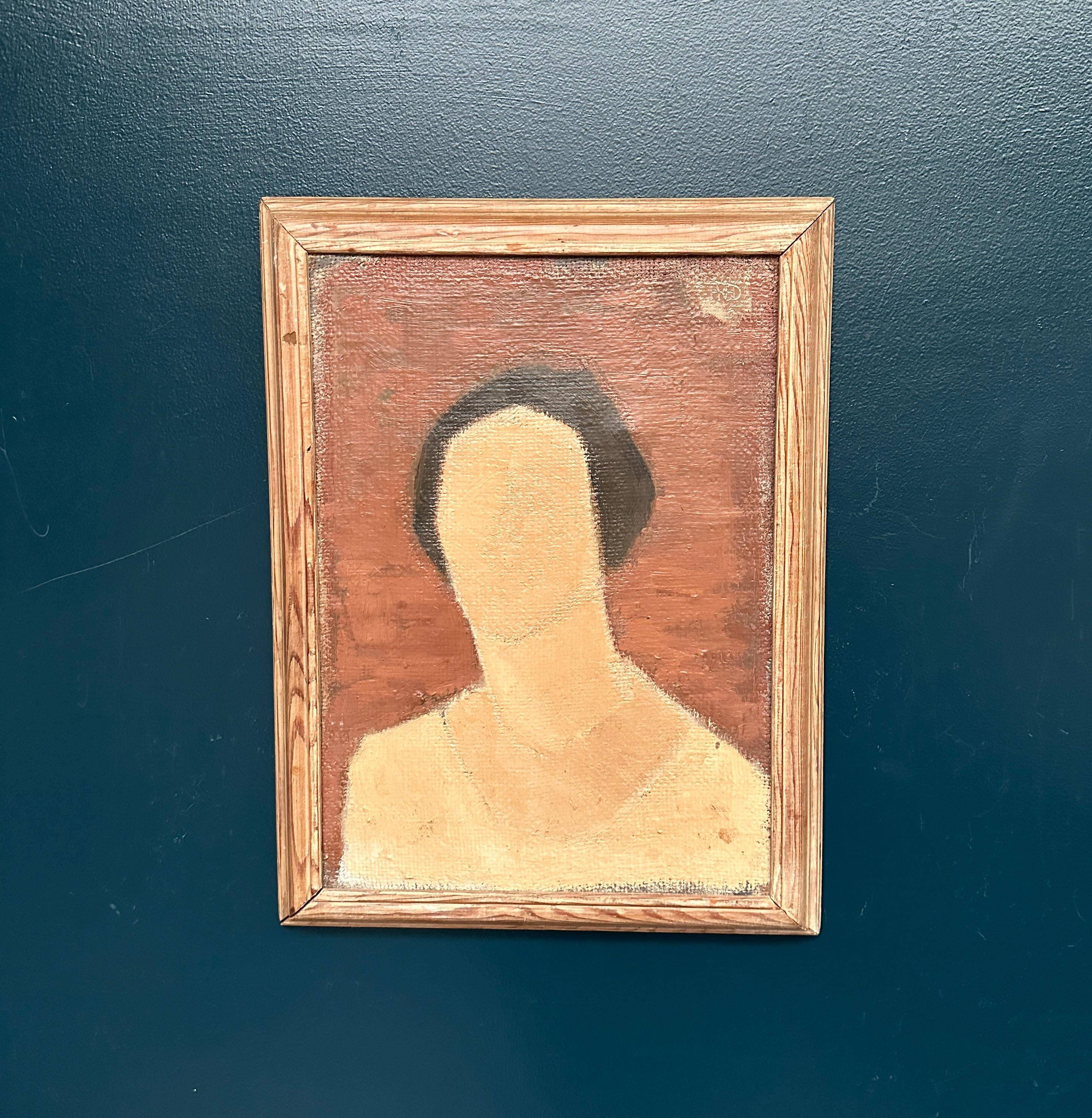 Original Swedish Oil On Canvas – “Portrait” By Fred – Dated 51
