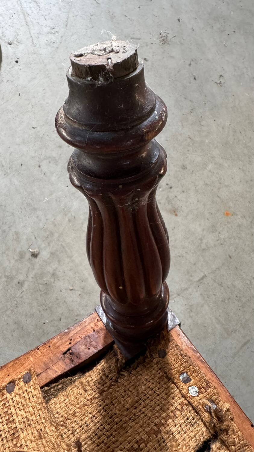 Antique mahogany wood upholstery armchair