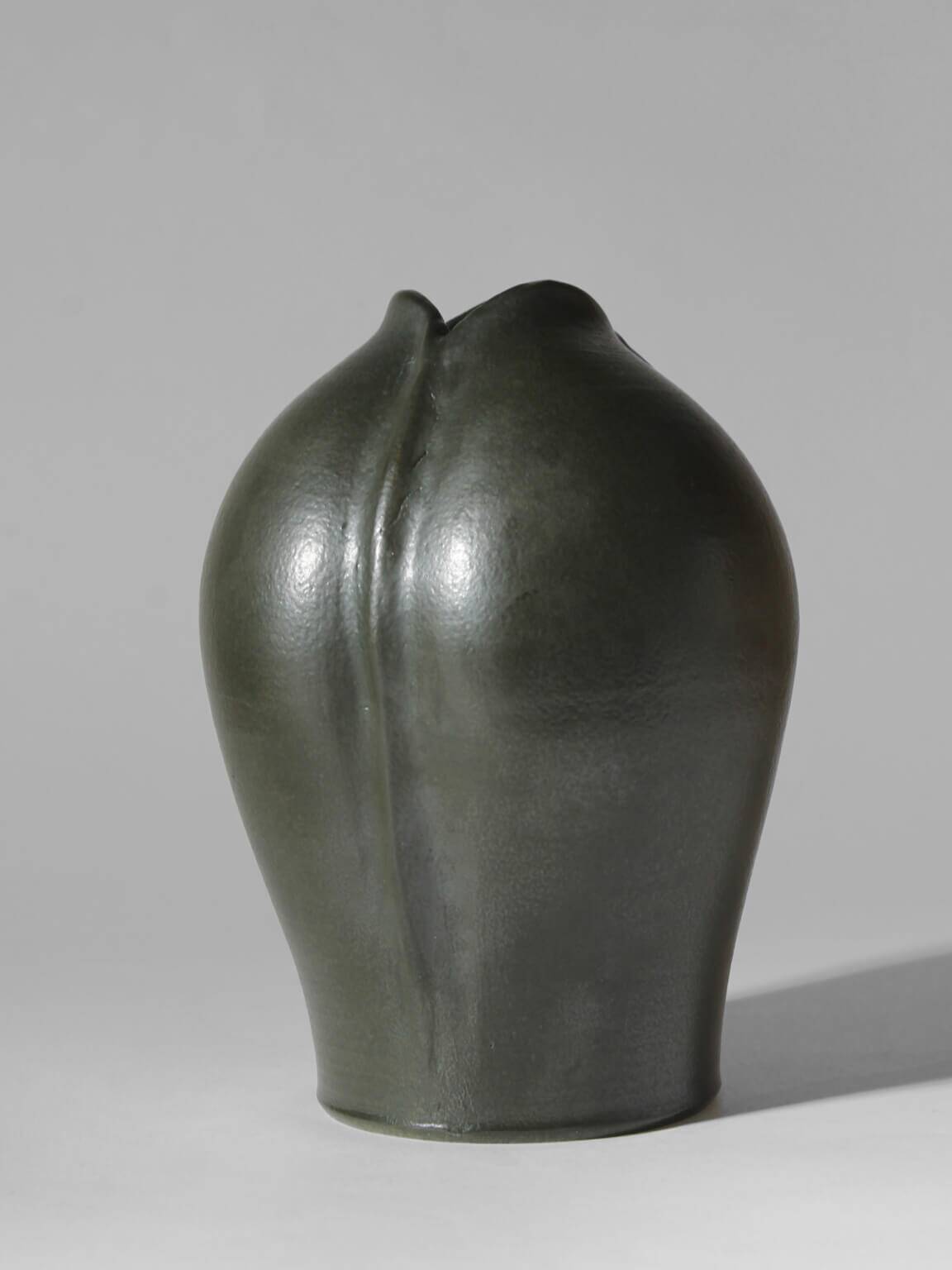 Flower Bud Shaped Ceramic Vintage Vase, Signed
