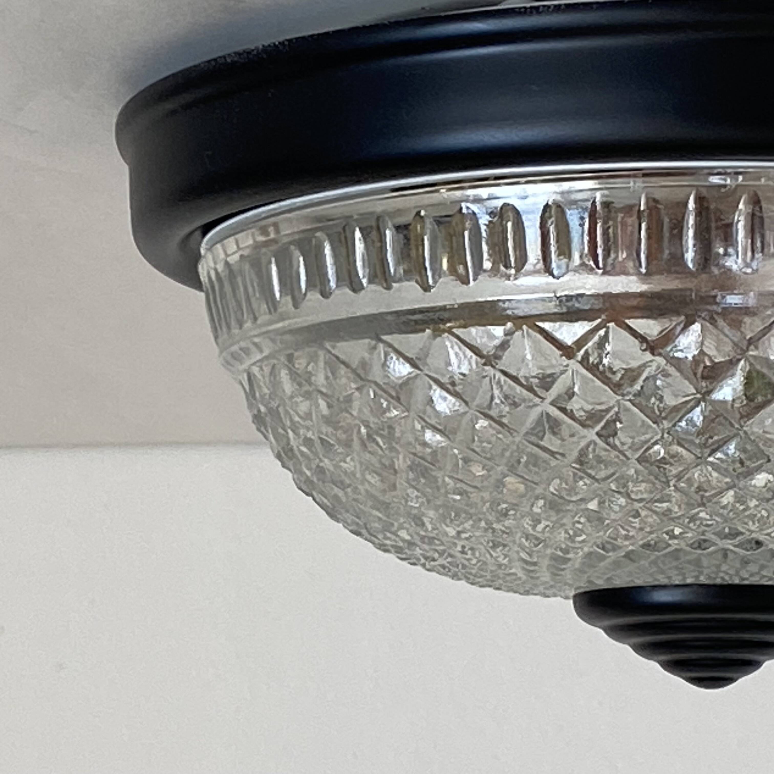 Small glass ceiling light from the 1980s, antique transparent light fixture