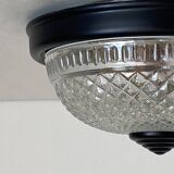 Small glass ceiling light from the 1980s, antique transparent light fixture