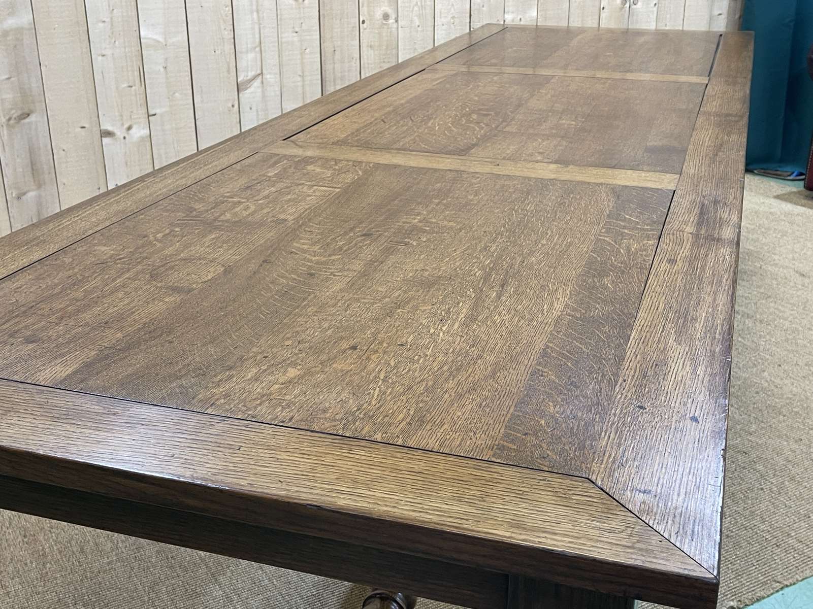 Oak monastery table with turned legs from the 1930s