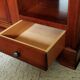 Louis Philippe style coffee table in cherry wood with large drawers.