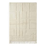 Large graphic white Berber rug in wool