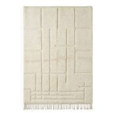Grand tapis berbère graphique blanc en laine