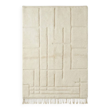 Grand tapis berbère graphique blanc en laine