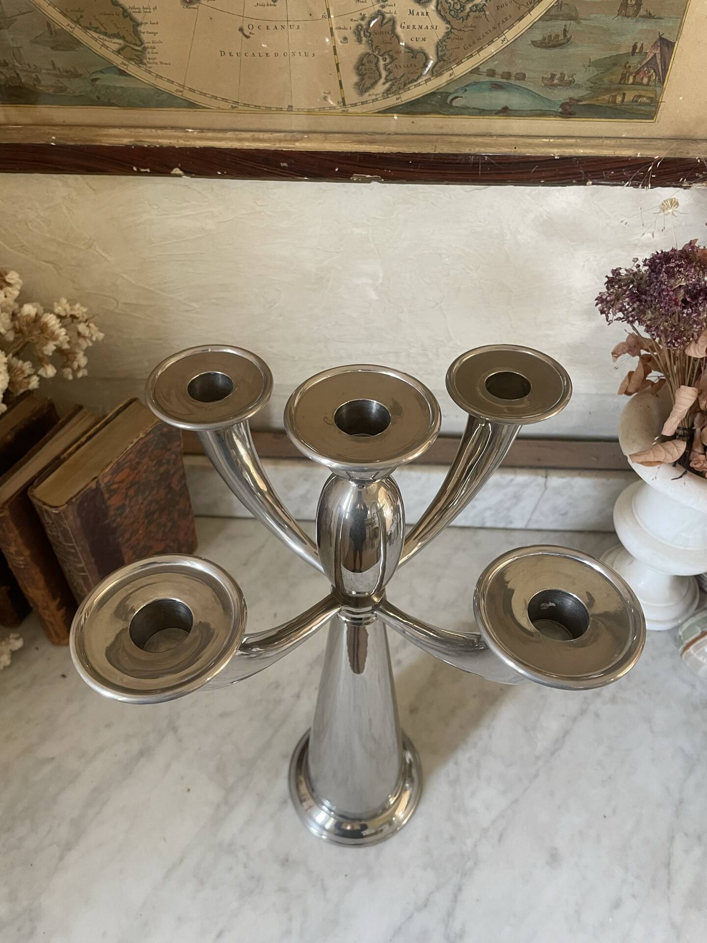 Grand chandelier modulable 5 branches (38 cm) en métal chromé 