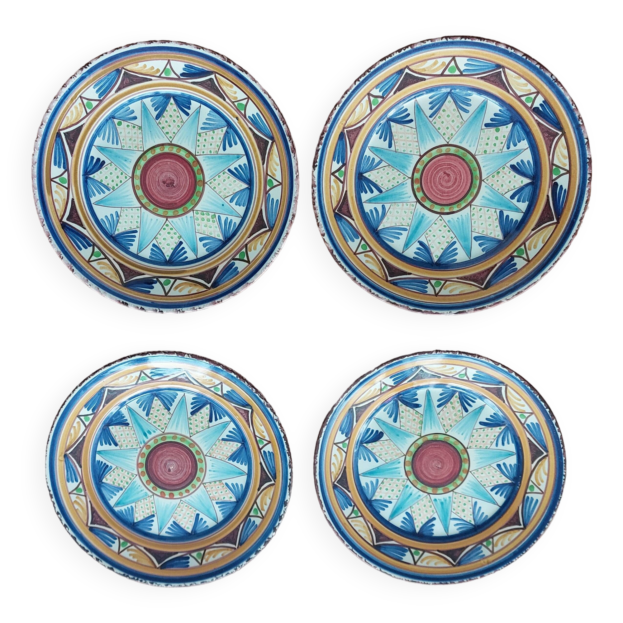Set of 4 Henriot Quimper dessert plates