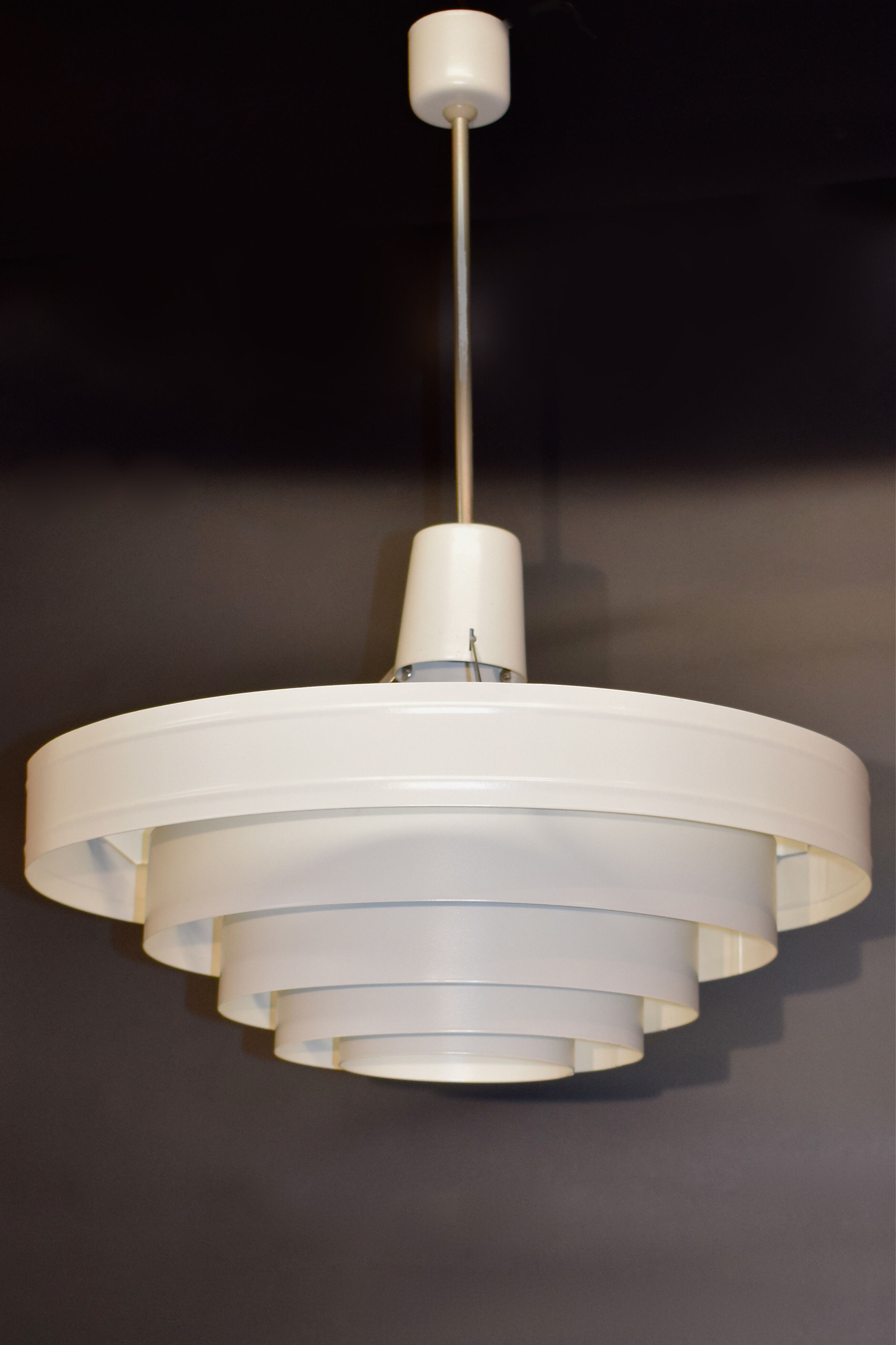 Satin white lacquered metal hanging from the 1960s