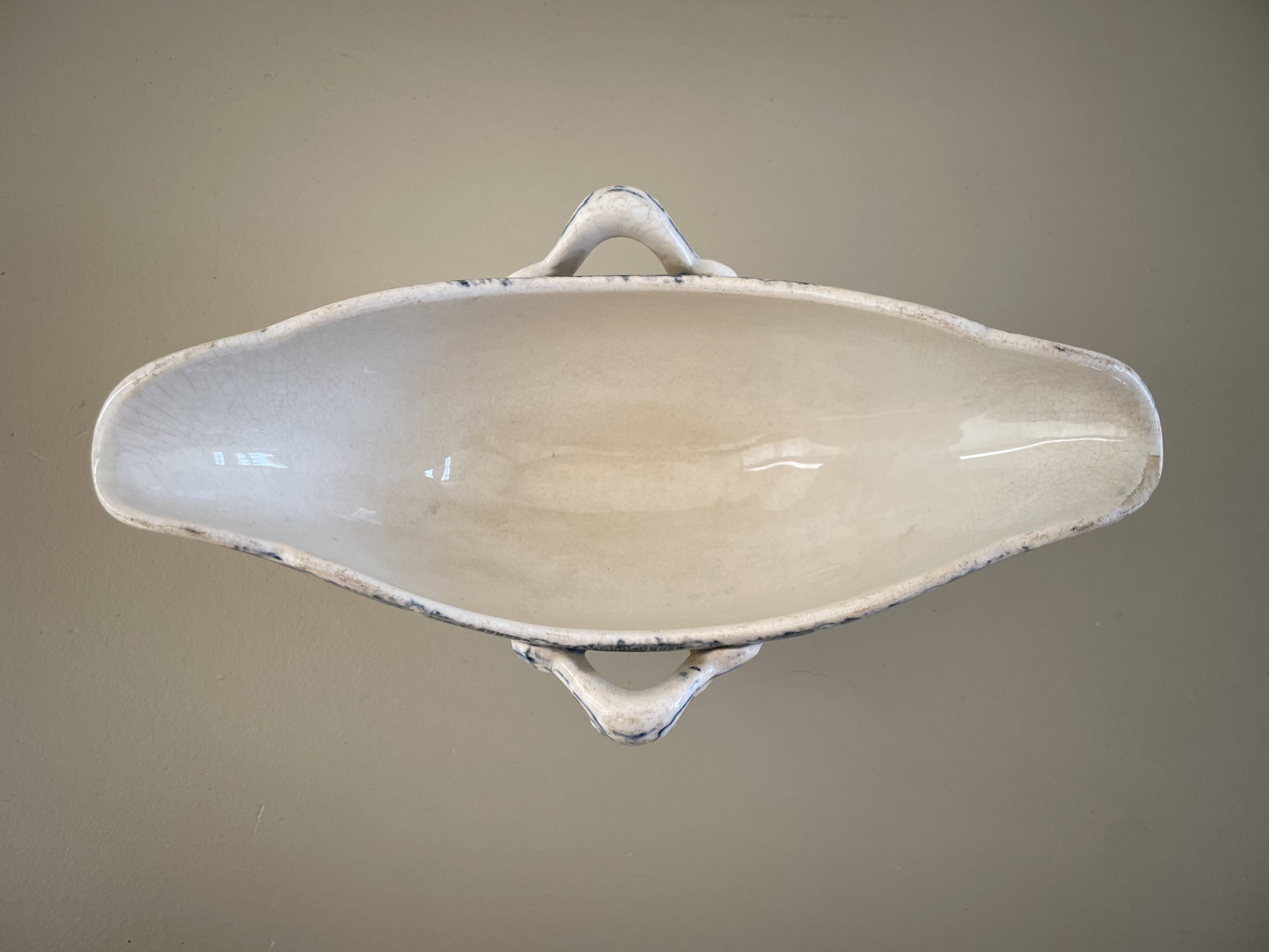 K&G Lunéville blue and white ironstone sauceboat