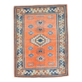 5x7 Pumpink Orange & Blue Turkish Rug, 154x203Cm
