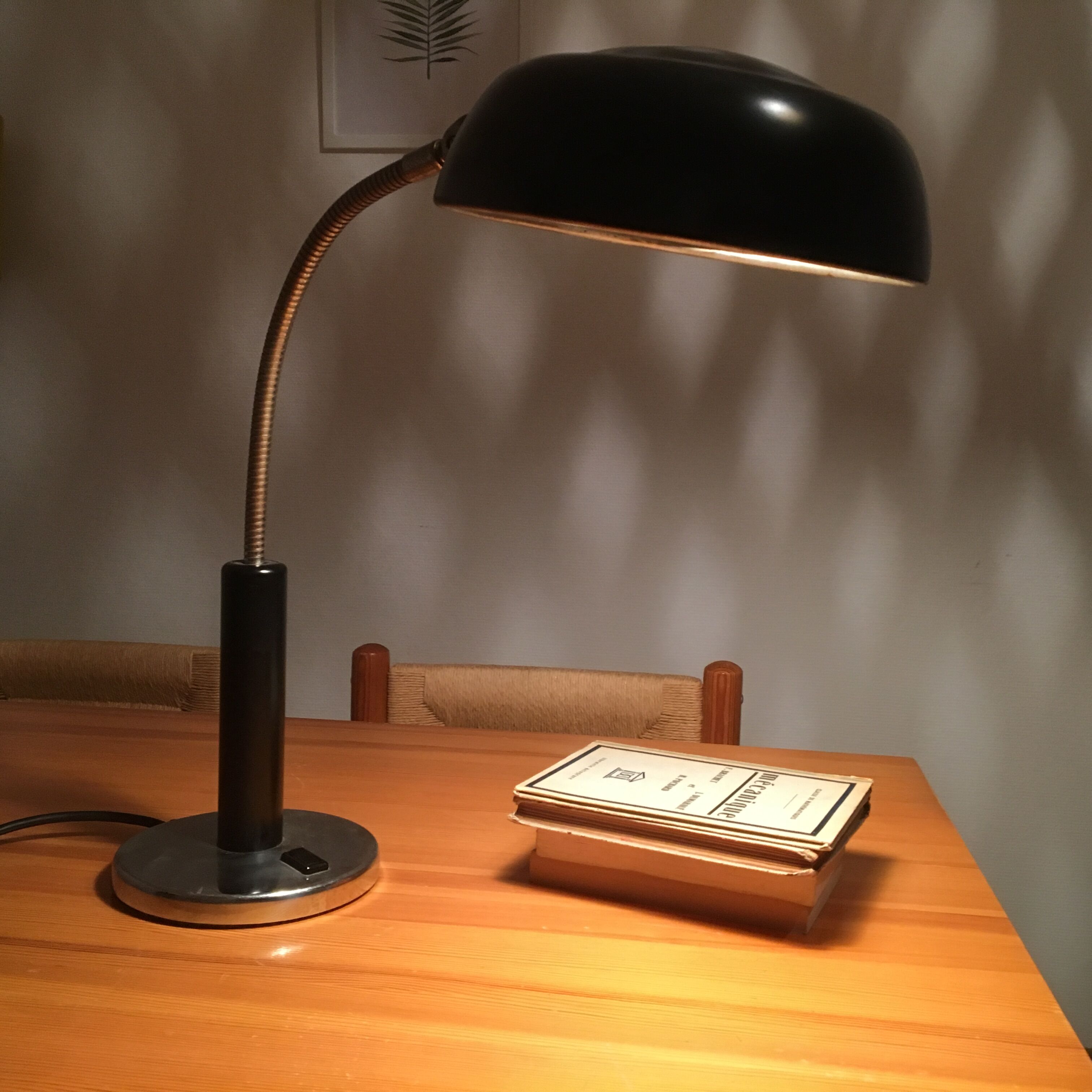 Black with chrome metal lamp, 60s