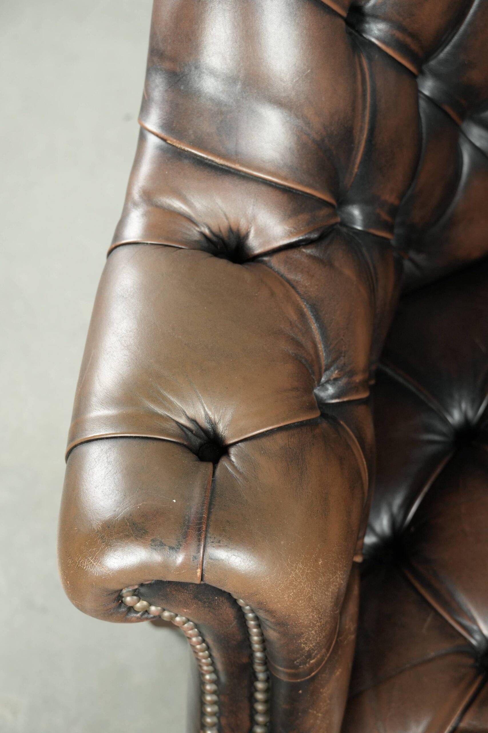 Vintage Chesterfield office chair with decorative nails in English style