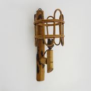 Rattan bamboo lantern wall light. 1950s-1960s