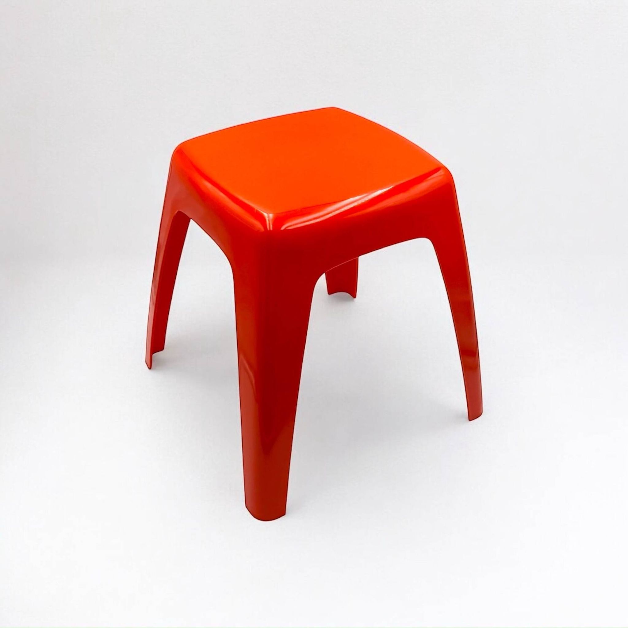 Vintage Stool or Side Table in Vibrant Orange, 1970s