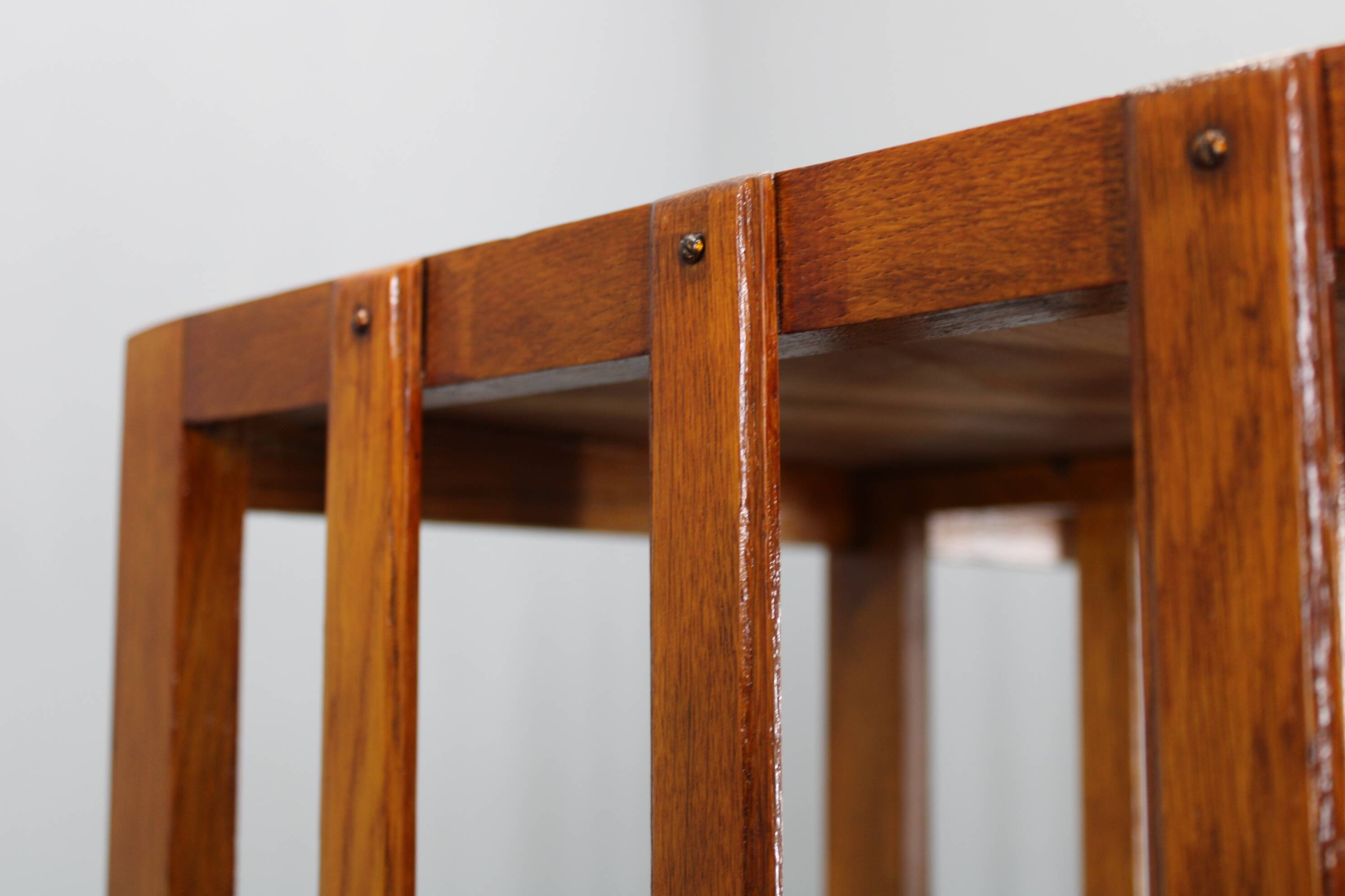 Restored Art Deco oak storage shelf cabinet, Germany 1930s — Bauhaus shelving