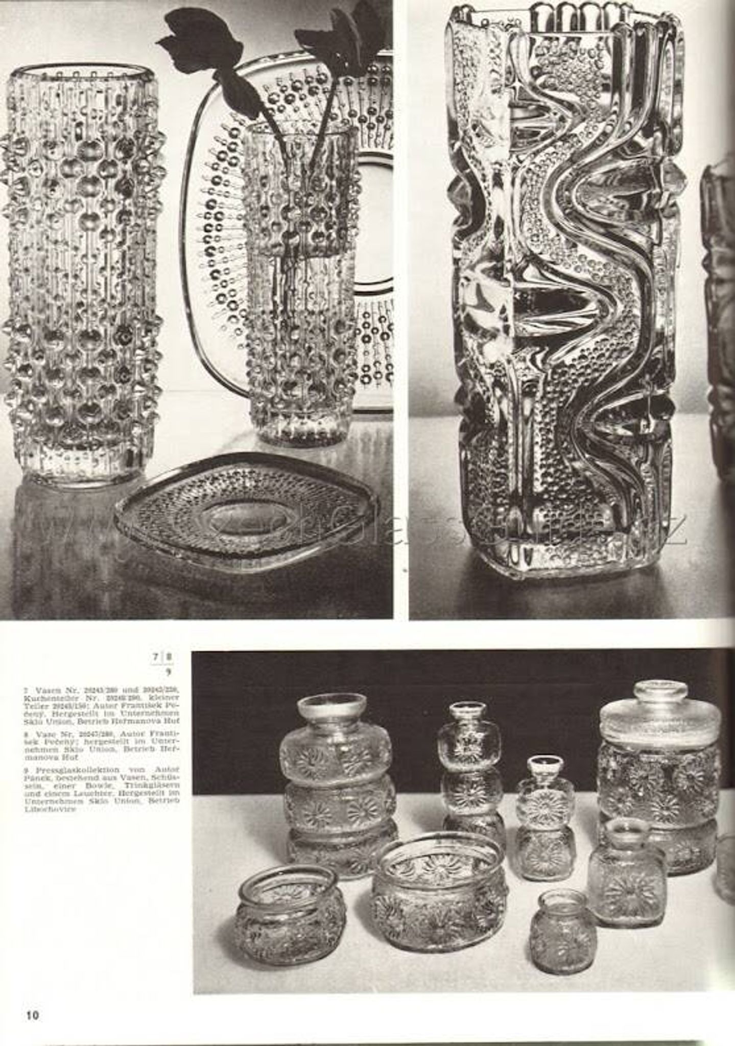 Vintage Clear Pressed Glass Vase: CandleWax Design, Czech Republic, 1972