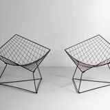 Set of two "Oti" wire lounge chairs by Niels Gammelgaard for IKEA, 1980s
