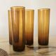 Set of 4 smoky amber brown water/orangeade glasses, France 1970.