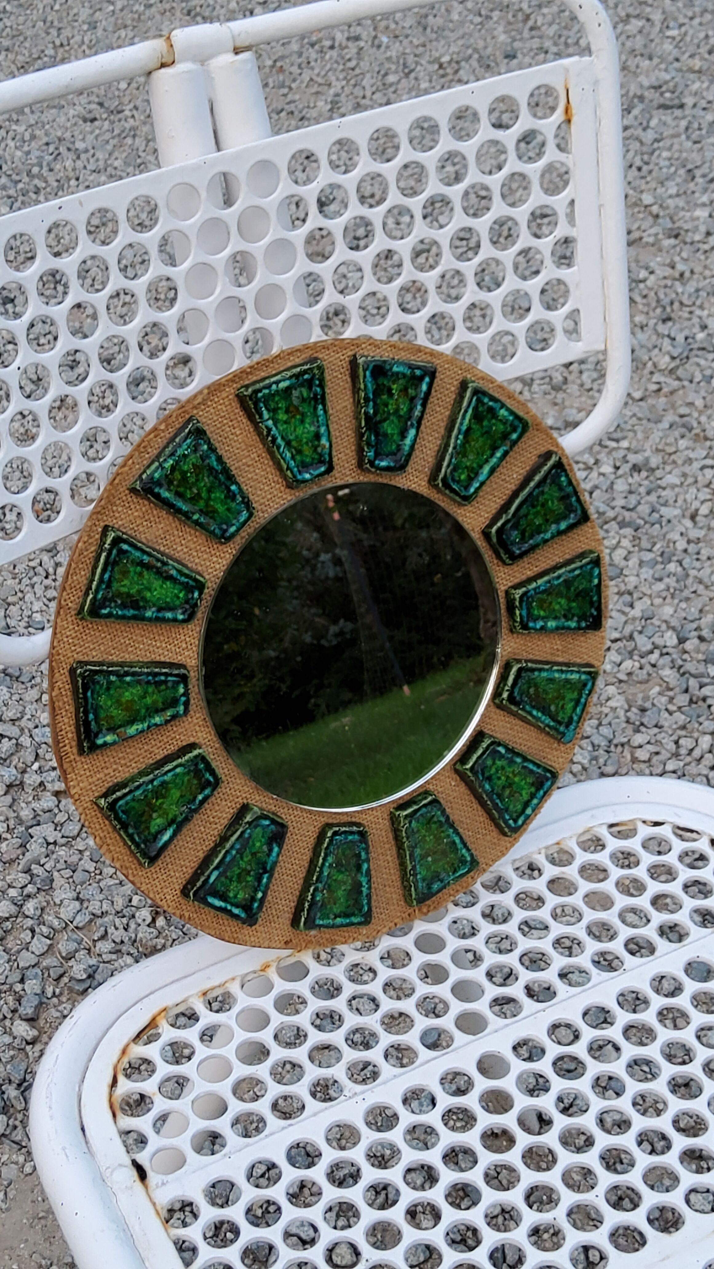 Miroir soleil en céramique des années 70