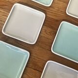 Turquoise and grey square plates