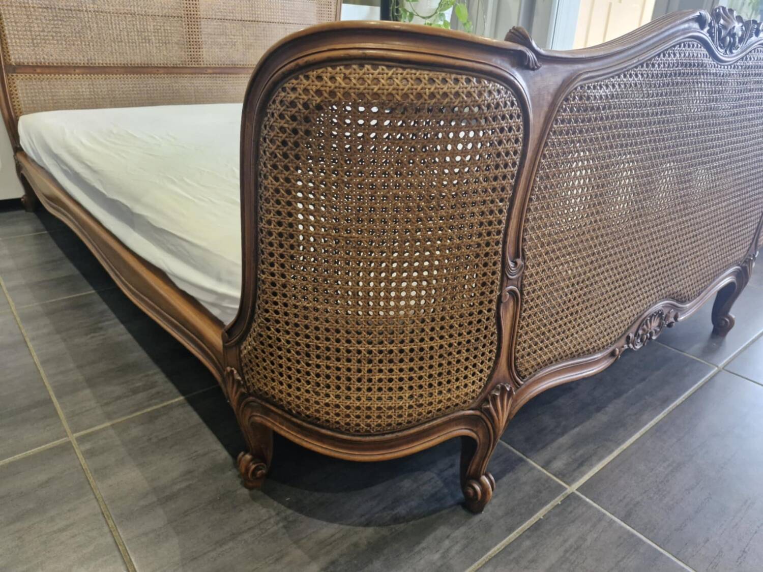 Louis XV style cane basket bed