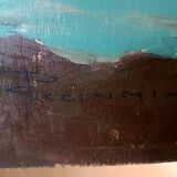 Oil painting on marine plywood from the 1930s g.piccinni (the beach of