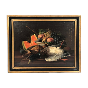 Nature morte, huile sur toile encadrée,