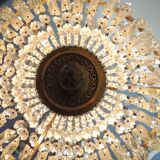 Antique crystal pendant chandelier – vintage Empire style – bronze