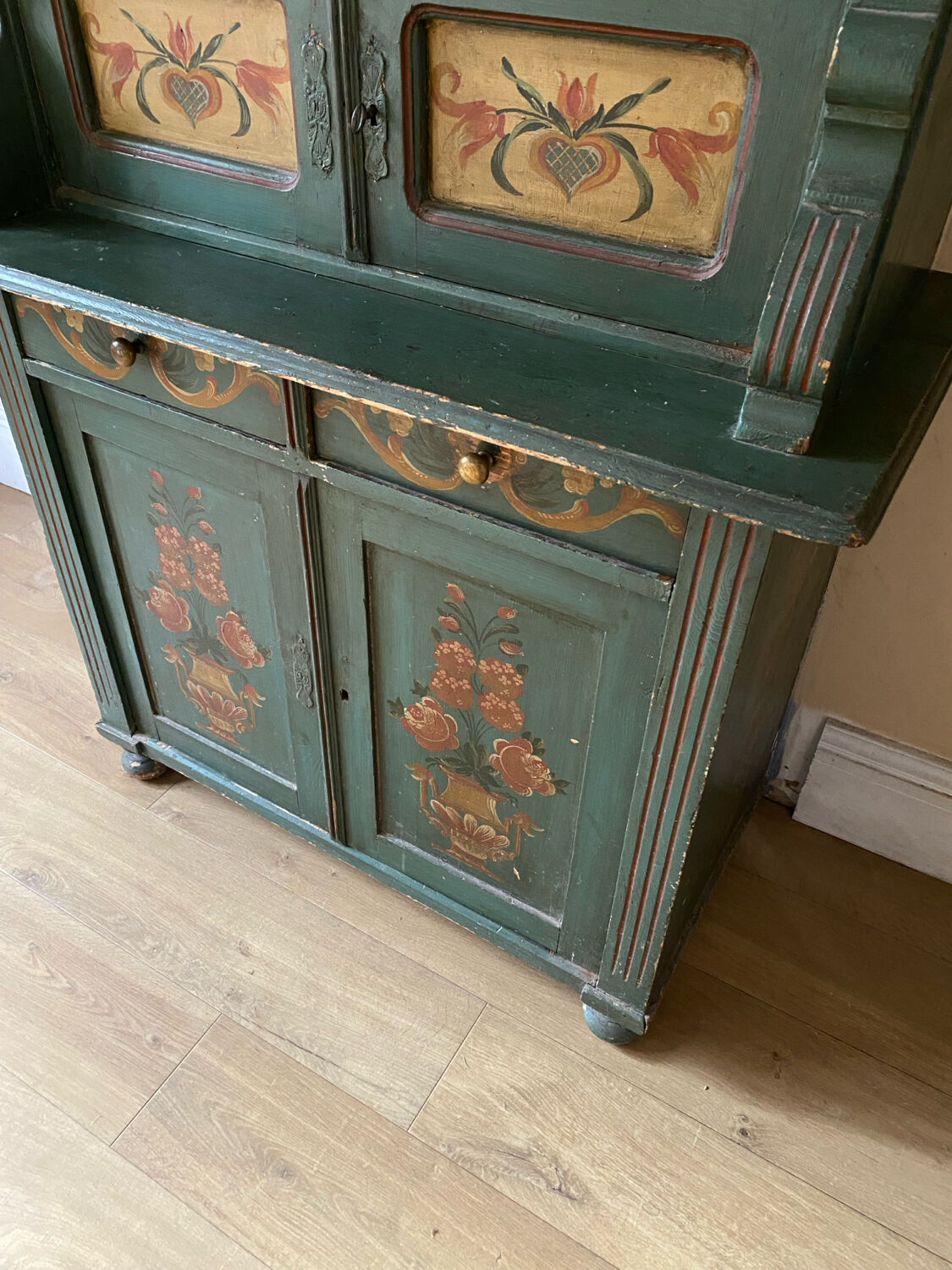 Antique polychrome Alsatian kitchen cupboard
