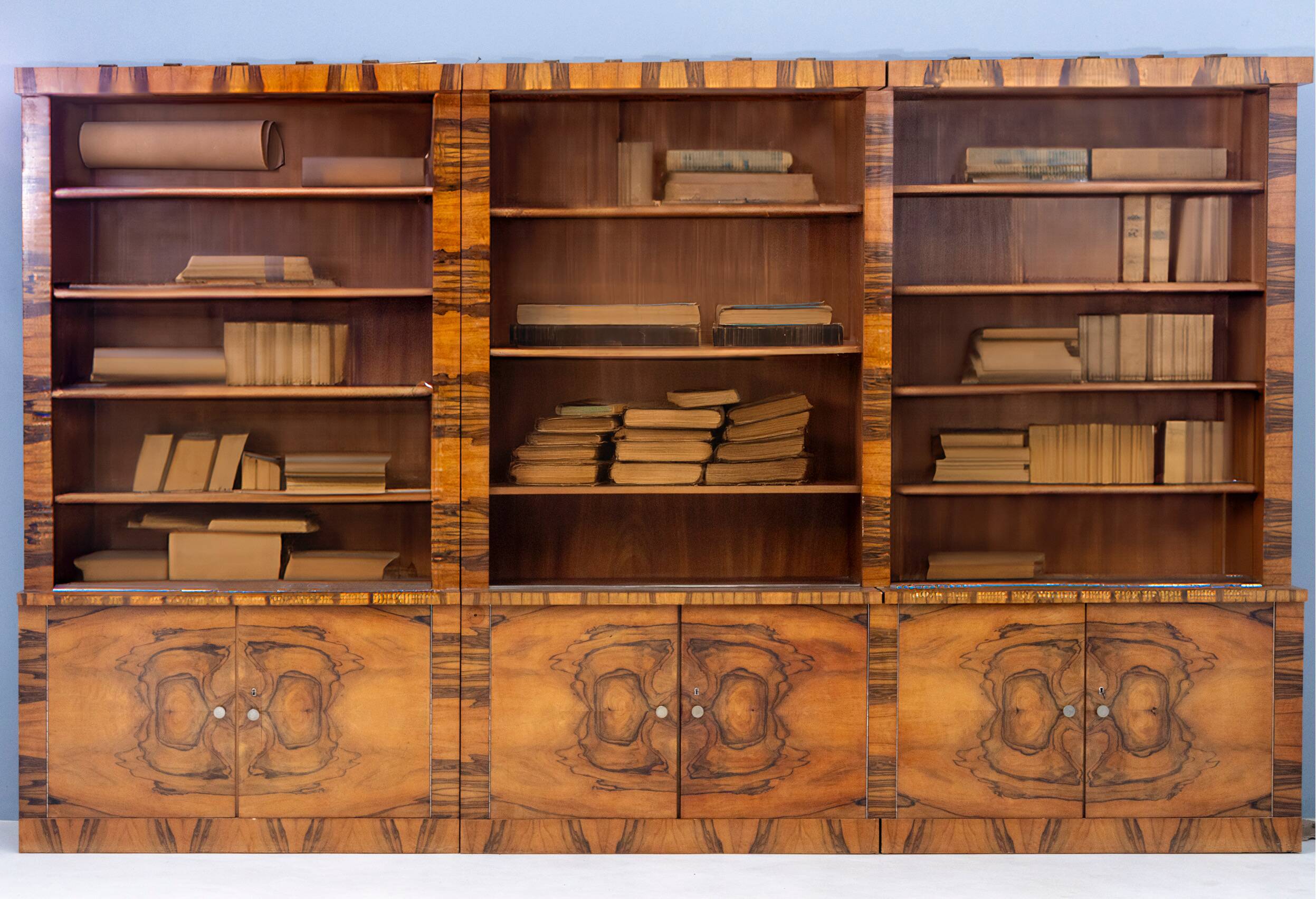 Grande bibliothèque Art déco, Tchécoslovaquie, années 1930