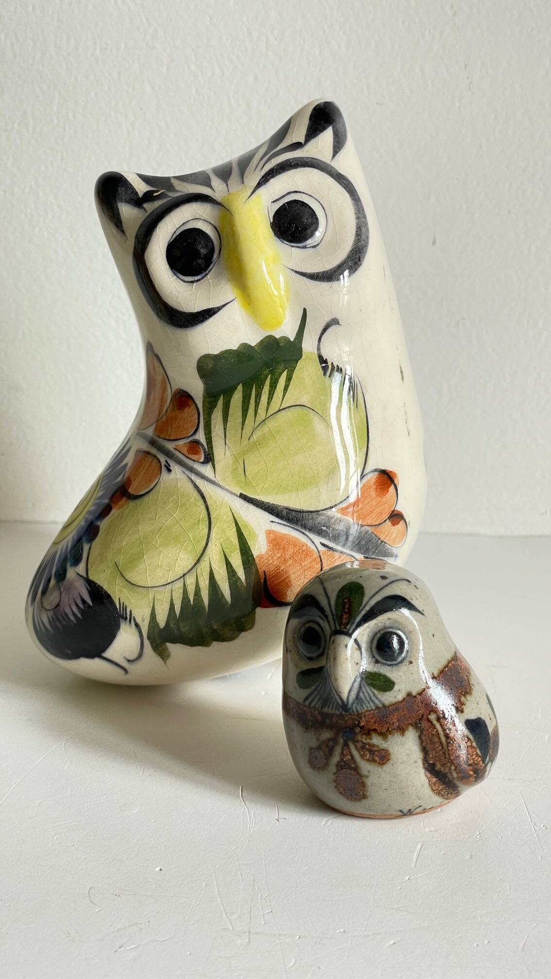 Duo HIBOUX Vintage ARTISANAL Ceramics